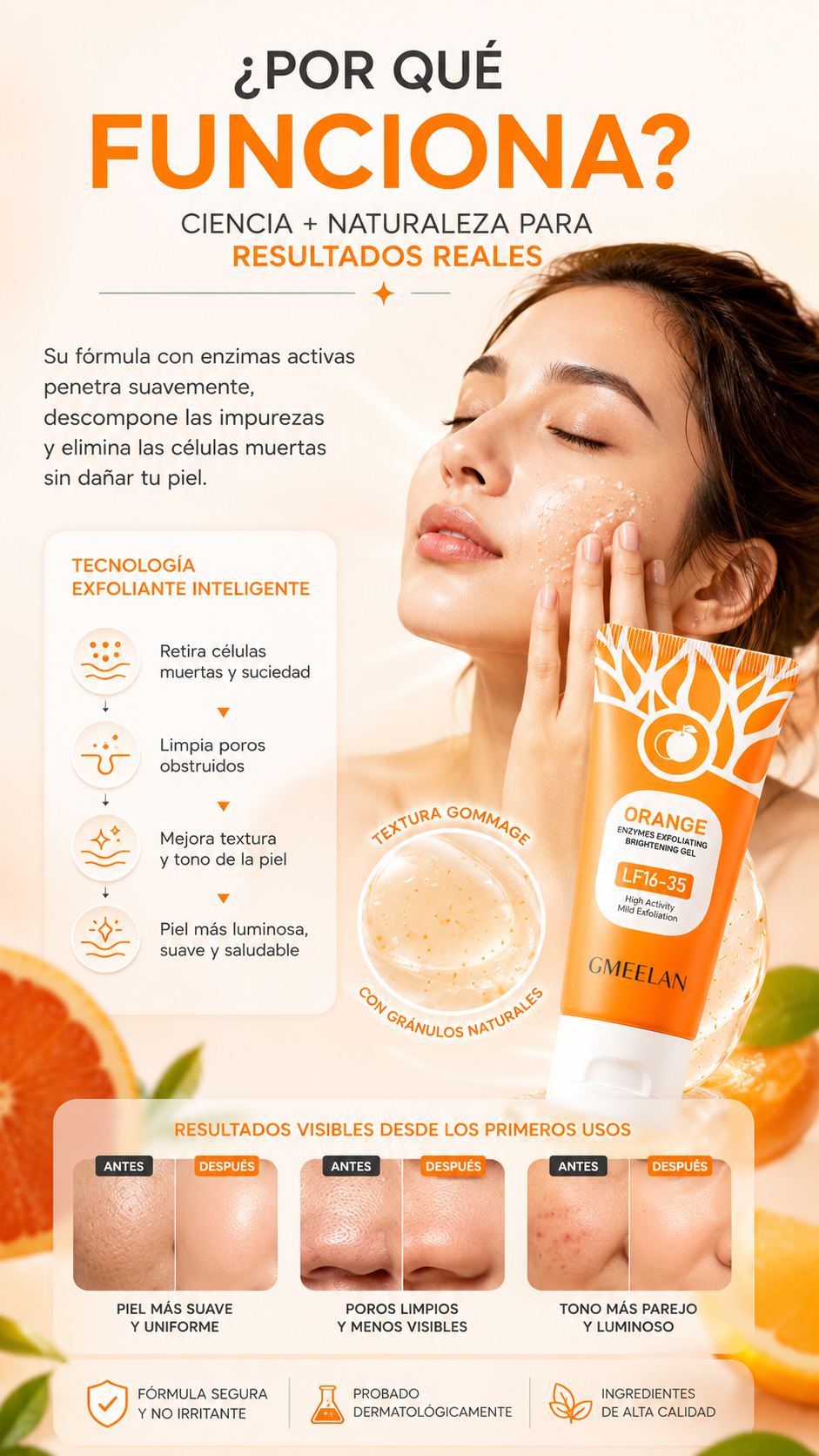 Orange Exfoliating Gel - Gmeelan | Exfoliación Suave para una Piel Más Lisa y Radiante