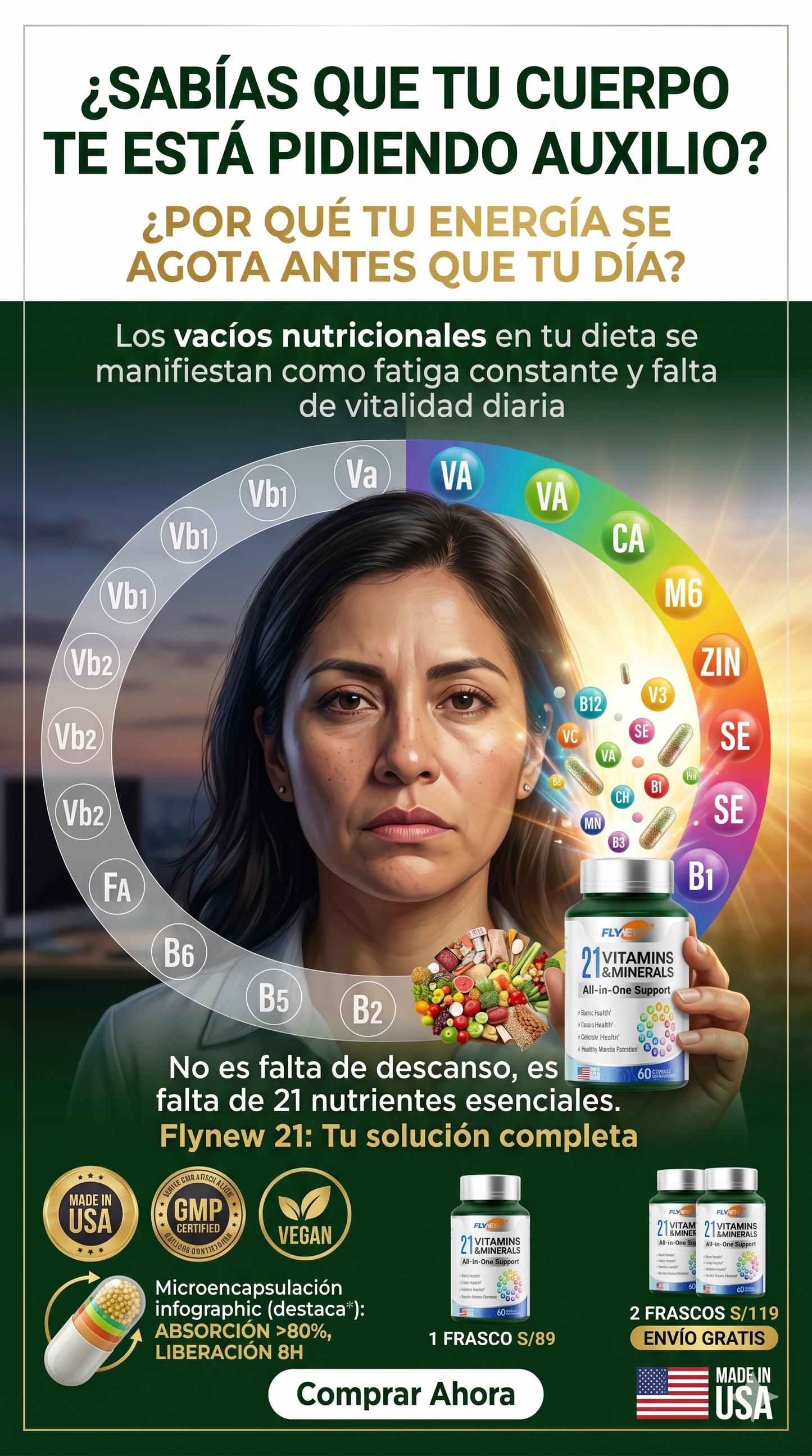 21 Vitamins & Minerals – Multivitamínico Completo para Energía, Defensas y Bienestar Diario